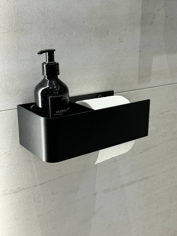 Portarrollos de papel higiénico con estante Deseo 4026S. Hecho de acero inoxidable. 