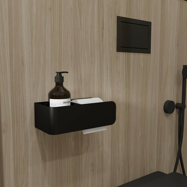 Portarrollos de papel higiénico con estante Deseo 4026RS. Hecho de acero inoxidable.