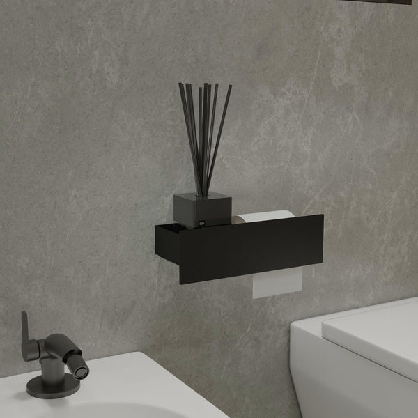 Portarrollos de papel higiénico con estante Deseo 4025S. Hecho de acero inoxidable. 