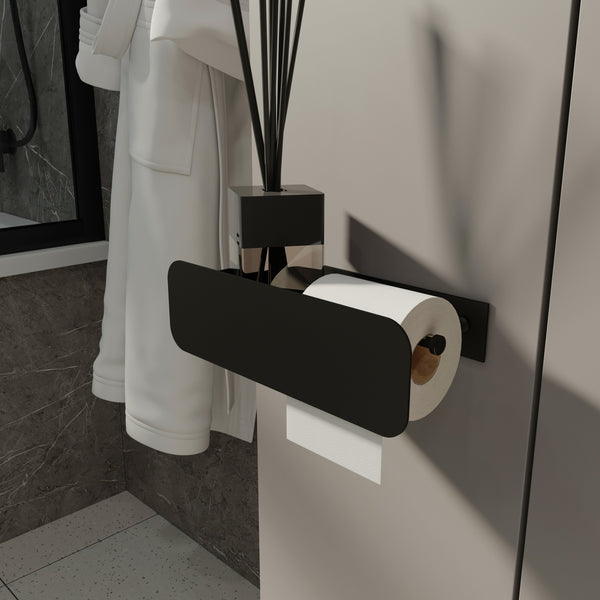 Portarrollos de papel higiénico con estante Deseo 4025RS. Fabricado en acero inoxidable.