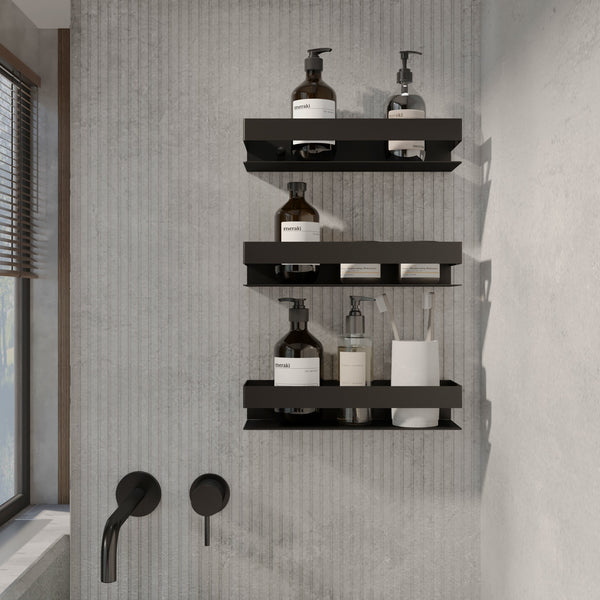 Juego de 3 estantes de baño Deseo 0721. Hechos de acero inoxidable.